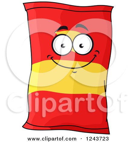 Clipart of a Potato Chip Bag Character - Royalty Free Vector Illustration by Vector Tradition SM