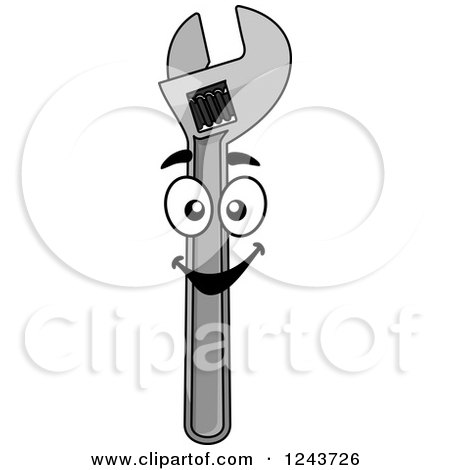 Clipart of a Happy Adjustable Spanner Wrench - Royalty Free Vector Illustration by Vector Tradition SM