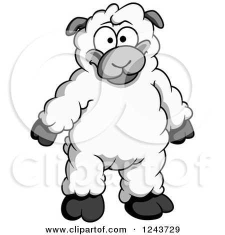 Clipart of a Cartoon Lamb Standing - Royalty Free Vector Illustration by Vector Tradition SM