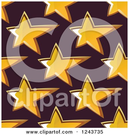 Clipart of a Seamless Background Pattern of Gold Stars on Brown - Royalty Free Vector Illustration by Vector Tradition SM