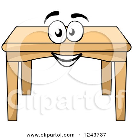 Clipart of a Happy Cartoon Table Royalty Free Vector 