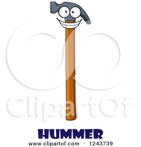 Clipart of a Happy Hammer Character and Text - Royalty Free Vector Illustration by Vector Tradition SM