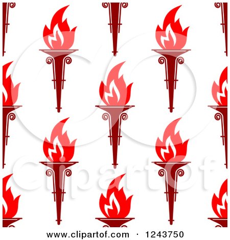 Clipart of a Seamless Background Pattern of Red Torches - Royalty Free Vector Illustration by Vector Tradition SM