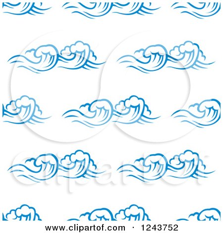Clipart of a Seamless Background Pattern of Blue Ocean Surf Waves 8 - Royalty Free Vector Illustration by Vector Tradition SM