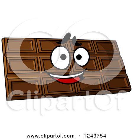 Clipart of a Cartoon Happy Chocolate Candy Bar - Royalty Free Vector Illustration by Vector Tradition SM