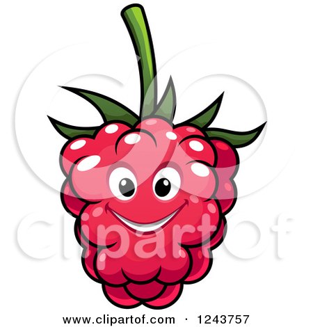 Clipart of a Happy Cartoon Raspberry - Royalty Free Vector Illustration by Vector Tradition SM