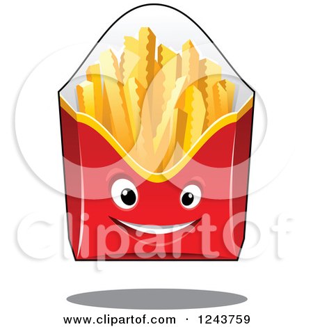 Clipart of a Happy Red French Fry Box Character - Royalty Free Vector ...