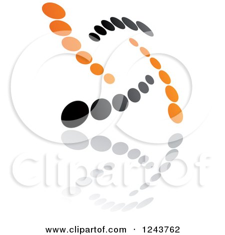 Clipart of a Black and Orange Dot Windmill and Reflection - Royalty Free Vector Illustration by Vector Tradition SM