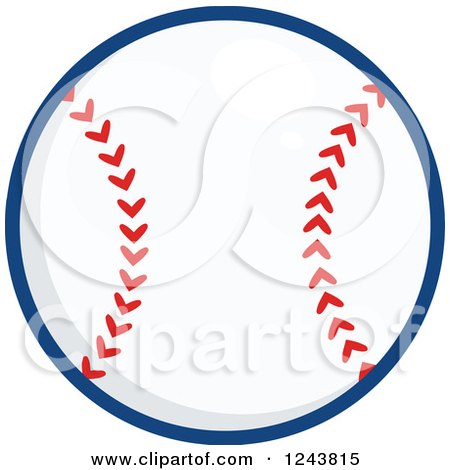 Clipart of a Cartoon Baseball with a Blue Outline - Royalty Free Vector Illustration by Hit Toon