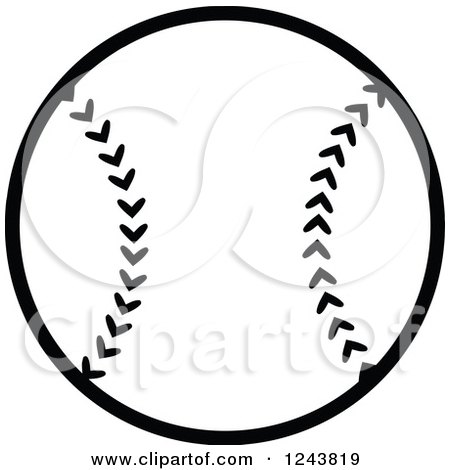 Clipart of a Black and White Baseball - Royalty Free Vector Illustration by Hit Toon