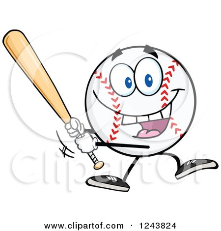 Clipart of a Cartoon Baseball Character Batting - Royalty Free Vector Illustration by Hit Toon