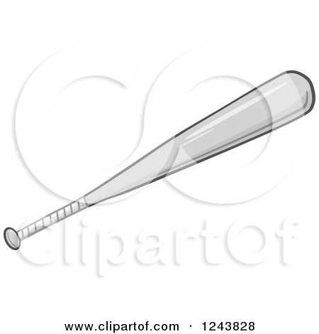 Clipart of a Grayscale Baseball Bat - Royalty Free Vector Illustration by Hit Toon