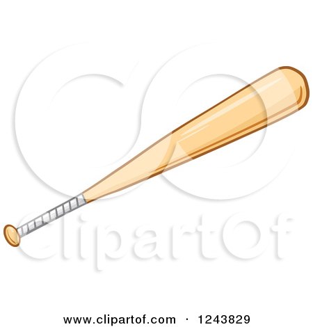 Clipart of a Wooden Baseball Bat - Royalty Free Vector Illustration by Hit Toon
