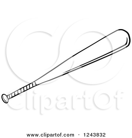 Clipart of a Black and White Baseball Bat - Royalty Free Vector Illustration by Hit Toon