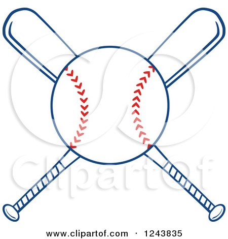 Clipart of Crossed Baseball Bats and a Ball - Royalty Free Vector Illustration by Hit Toon