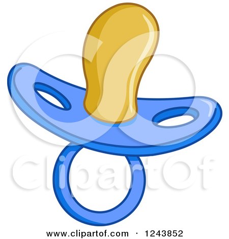 Clipart of a Blue Baby Boy Pacifier - Royalty Free Vector Illustration by yayayoyo