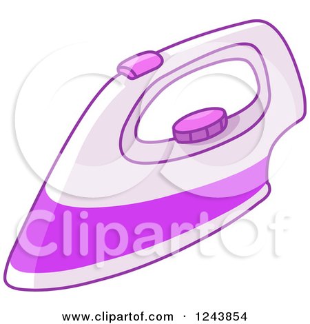 Clipart of a Purple Laundry Iron - Royalty Free Vector Illustration by yayayoyo