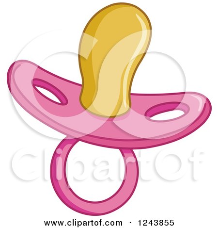 Clipart of a Pink Baby Girl Pacifier - Royalty Free Vector Illustration by yayayoyo