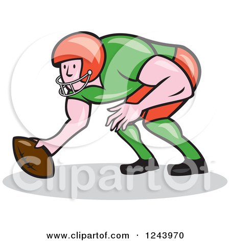 Clipart of a Cartoon Male American Football Gridiron Player Squatting - Royalty Free Vector Illustration by patrimonio