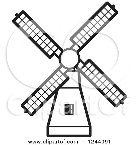 Clipart of a Black and White Windmill 3 - Royalty Free Vector Illustration by Lal Perera