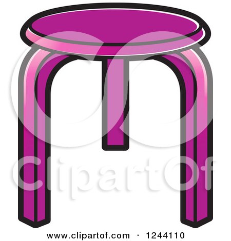 Clipart of a Purple Tripod Stool - Royalty Free Vector Illustration by Lal Perera