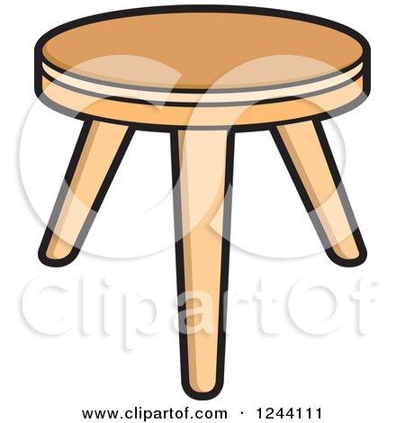 Clipart of a Wood Tripod Stool - Royalty Free Vector Illustration by Lal Perera