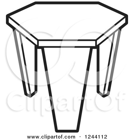 Clipart of a Black and White Tripod Stool 2 - Royalty Free Vector Illustration by Lal Perera