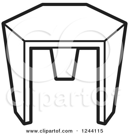 Clipart of a Black and White Tripod Stool 4 - Royalty Free Vector Illustration by Lal Perera
