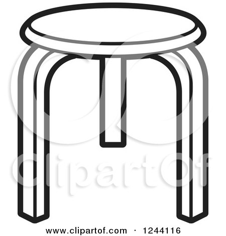 Clipart of a Black and White Tripod Stool - Royalty Free Vector Illustration by Lal Perera