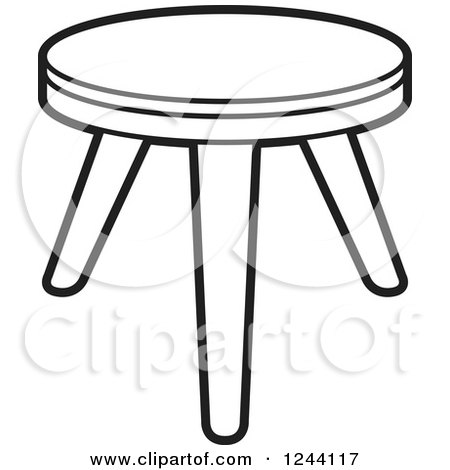 Clipart of a Black and White Tripod Stool 5 - Royalty Free Vector Illustration by Lal Perera