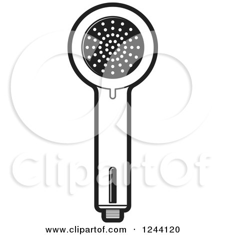 Clipart of a Black and White Shower Head - Royalty Free Vector Illustration by Lal Perera