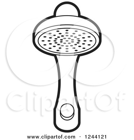Clipart of a Black and White Shower Head 2 - Royalty Free Vector Illustration by Lal Perera
