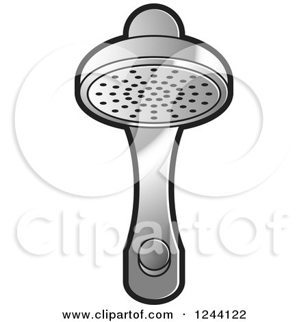 Clipart of a Silver Shower Head - Royalty Free Vector Illustration by Lal Perera