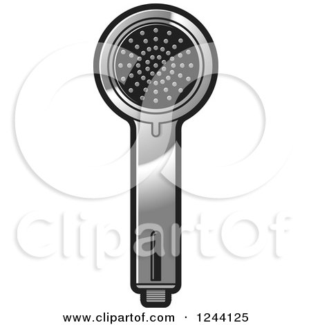 Clipart of a Silver Shower Head 3 - Royalty Free Vector Illustration by Lal Perera