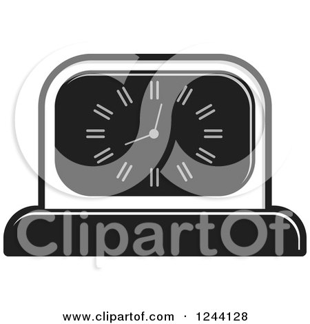 Clipart of a Black and White Mantle Clock 2 - Royalty Free Vector Illustration by Lal Perera