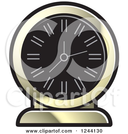 Clipart of a Black and Gold Mantle Clock - Royalty Free Vector Illustration by Lal Perera