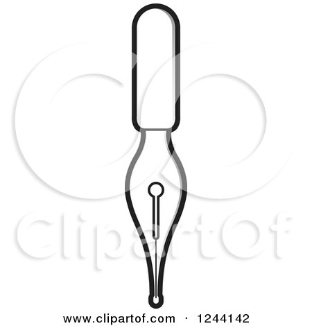 Clipart of a Vintage Black and White Fountain Pen Nib - Royalty Free Vector Illustration by Lal Perera
