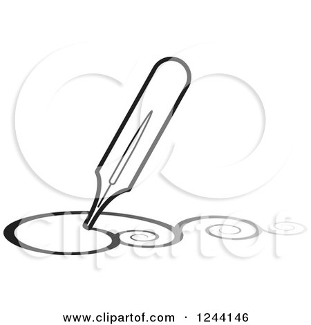 Clipart of a Vintage Fountain Pen Nib Drawing Swirls - Royalty Free Vector Illustration by Lal Perera