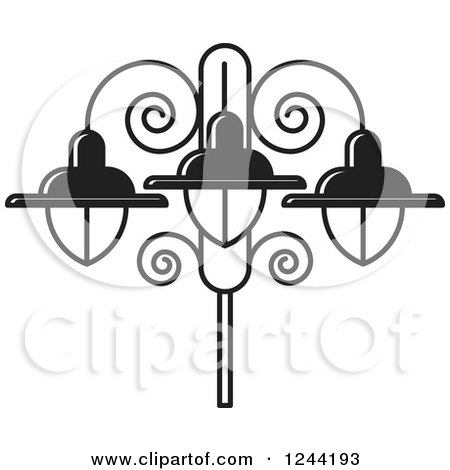 Clipart of a Black and White Street Lamp Post - Royalty Free Vector Illustration by Lal Perera
