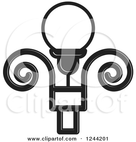 Clipart of a Black and White Street Lamp Post 2 - Royalty Free Vector Illustration by Lal Perera