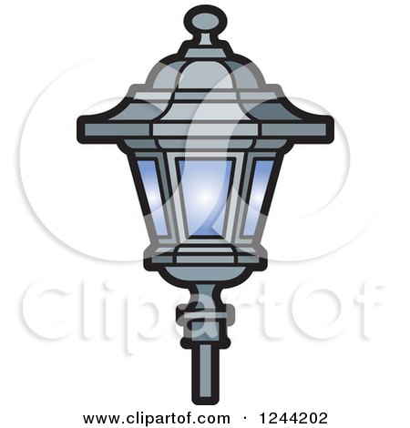 Clipart of a Silver and Blue Lamp Post - Royalty Free Vector Illustration by Lal Perera