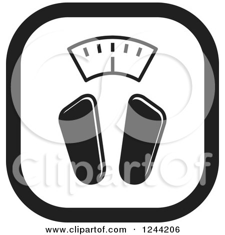 Clipart of Footprints on a Black and White Body Weight Scale - Royalty Free Vector Illustration by Lal Perera