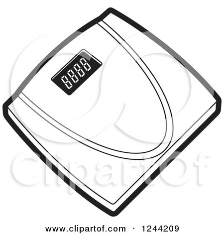 Clipart of a Black and White Digital Body Weight Scale - Royalty Free Vector Illustration by Lal Perera