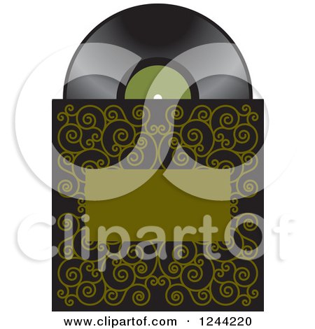 Clipart of a Phonograph Gramophone Vinyl Record and Sleeve - Royalty Free Vector Illustration by Lal Perera