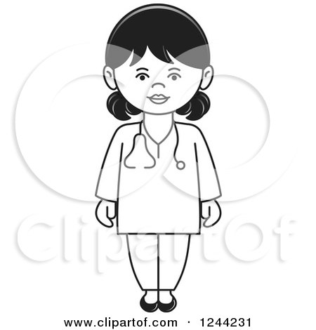 Clipart of a Black and White Female Doctor or Veterinarian - Royalty Free Vector Illustration by Lal Perera