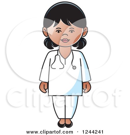 Clipart of a Female Doctor or Veterinarian in White - Royalty Free Vector Illustration by Lal Perera