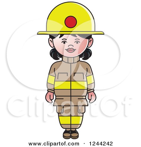 Clipart of a Female Fire Fighter - Royalty Free Vector Illustration by Lal Perera