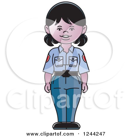 Clipart of a Police Woman in a Blue Uniform - Royalty Free Vector Illustration by Lal Perera
