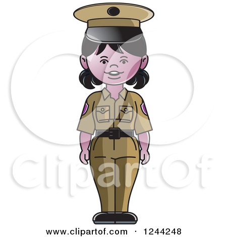 Clipart of a Police Woman in a Green Uniform - Royalty Free Vector Illustration by Lal Perera