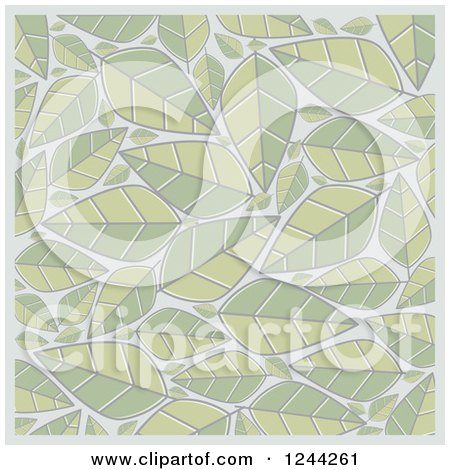 Clipart of a Background of Faded Green Leaves over White - Royalty Free Vector Illustration by Lal Perera